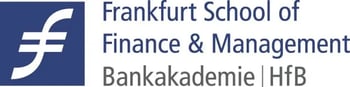 Das Logo der Frankfurt School of Finance and Management, mit blauem Symbol und Schriftzug.